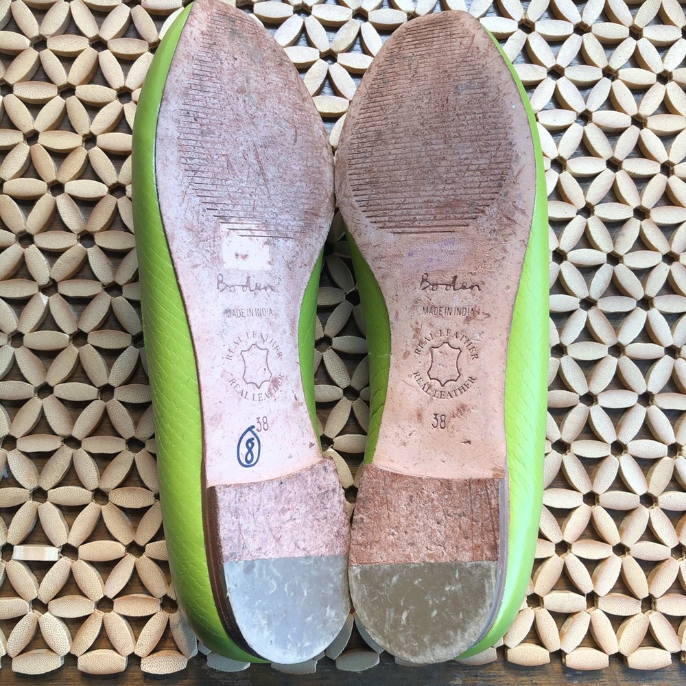 Boden Lime Green Leather Flats-EU 38 US 8 - Picture 5 of 8